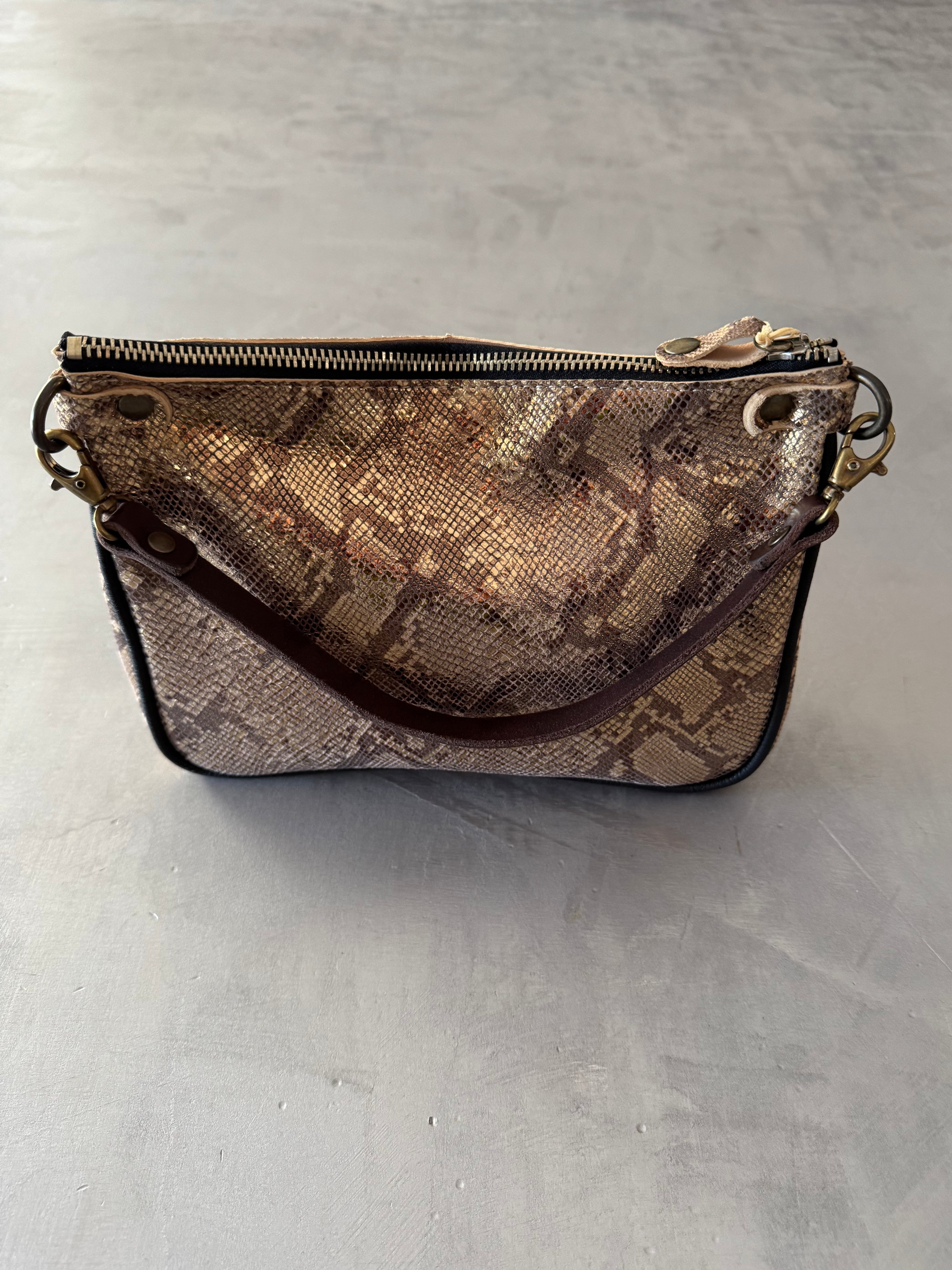 Borsa in pelle stampata pitone